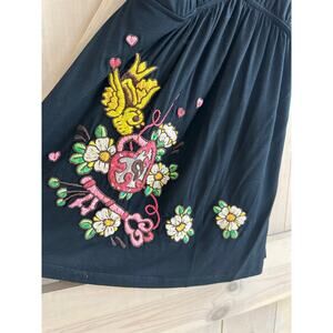 Vintage vtg soul revival suede straps crewel embroidery tank jwla